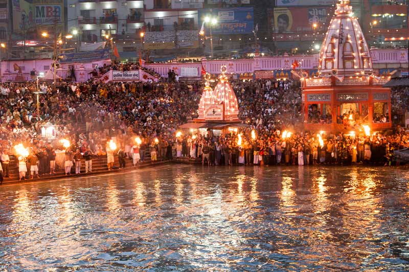 The connection between Water and Religion - Evening 'aarti' of river Ganga at Haridwar, Uttarakhand